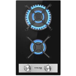 Built-in 2 Burners Gas Hob, Black Tempered Glass Gas Cooktop, NG/LPG Convertible Gasland Chef GH30BF