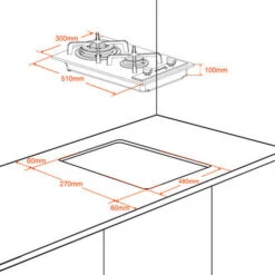 Built-in 2 Burners Gas Hob, Black Tempered Glass Gas Cooktop, NG/LPG Convertible Gasland Chef GH30BF -Kitchen Appliances Shop 71426697 5