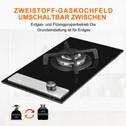 Built-in Gas Hob, Black Tempered Glass Gas Cooktop, 3.4kW Triple Ring Burner Gasland Chef GH12BF -Kitchen Appliances Shop 71426703 3