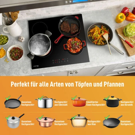 GASLAND Chef CH60BF 60cm Built-in Ceramic Hob, 4 Zones Electric Cooktop Sensor Touch Controls Timer Child Lock, 6kW 5 GASLAND Chef CH60BF 60cm Built-in Ceramic Hob, 4 Zones Electric Cooktop Sensor Touch Controls Timer Child Lock, 6kW - Image 3