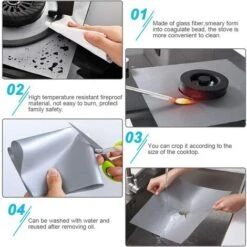 8Pcs Gas Hob Protector Teflon Silver Hob Gas Protector Gas Stove Protector Gas Stove Gas Burner Protector Non-stick Corrosion Protector (Silver 2727cm) -Kitchen Appliances Shop 71973283 5