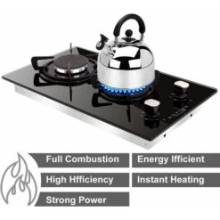 NOXTON Built-in 30cm 2 Burner Gas Hob Domino Black Glass Cooker With LPG Kit &FFD [Energy Class A+] -Kitchen Appliances Shop 72566702 2