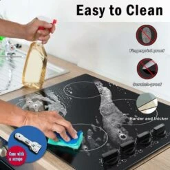 Karinear Ceramic Hob, Built-in 4 Burners Electric Hob 60cm Ceramic Cooker With Electronic Knob Controls, Residual Heat Indicator, 6000W, Hard Wired, No Plug Included -Kitchen Appliances Shop 72566704 4