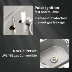 NOXTON Built-in 2 Burner Gas Cooker, Stainless Steel Gas Hob With Plug, Cast Iron Pan Support, Flame Out Protection, NG/LPG Kit -Kitchen Appliances Shop 72566706 5