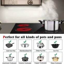 Electric Hob 4 Zone Ceramic Hob 60 Cm With Touch Control 6000W 9 Power Levels Safety Lock Auto Switch Off Safety Residual Heat Indicator Hard Wire, No Plug Included -Kitchen Appliances Shop 72566707 3