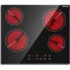 Ceramic Hob, Karinear 60cm Built-in 4 Zones Electric Hob With Touch Control 6000W, Hard Wired, No Plug Included -Kitchen Appliances Shop 72566708 1
