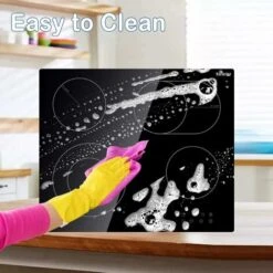 Karinear Ceramic Hob, 60cm Built-in 4 Zones Electric Cooktop With Dual Oval Zone 6600W, Hard Wired, No Plug Included -Kitchen Appliances Shop 72566712 5