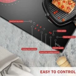 Ceramic Hob, 4 Zone Built-in Electric Hob 60cm, Ceramic Cooktop With Touch Control, 6400W, 9 Power Levels, Dual Ring Zone, Oval Zone, Timer, Child Lock, For All Pots, Hard Wired, Without Plug -Kitchen Appliances Shop 72566715 4