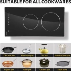 NOXTON Ceramic Hob, 2 Zone Domino Cooker Built-in 30cm Electric Hobs Black Glass Hot Plate Cooktop With Touch Controls -Kitchen Appliances Shop 72566717 4