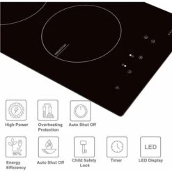 NOXTON Induction Hob Built-in 2 Zone Domino Electric Hobs With Touch Controls Black Glass Hot Plate 30cm 3500W -Kitchen Appliances Shop 72566725 4