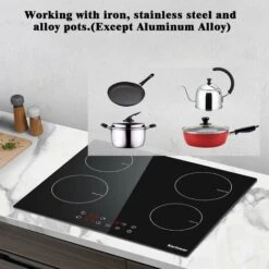 Karinear Plug In Induction Hob, 60cm 4 Zones Electric Hob With Touch Control, Black Vitro Ceramic Glass -Kitchen Appliances Shop 72566726 5