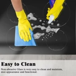 Induction Hob Black Glass Electric Cooktop Built-in 4 Zone Electric Hob With Knob 60cm, 7200W, Hard Wire, No Plug Included -Kitchen Appliances Shop 73150172 4