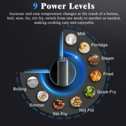 Induction Hob Black Glass Electric Cooktop Built-in 4 Zone Electric Hob With Knob 60cm, 7200W, Hard Wire, No Plug Included -Kitchen Appliances Shop 73150172 5