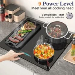 Plug In Induction Hob, Hobsir 4 Zones Electric Hob 60cm With Flexible Zone For Griddle Plate, Bulit-in, 2800W, Slider Touch, Timer, Child-safety Lock, Pause Function,13 Amp -Kitchen Appliances Shop 73150179 4