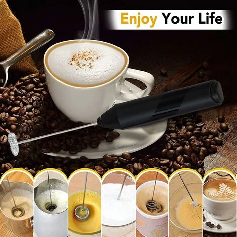 Handheld Milk Frother, Electric Milk Frothers, Coffee Frother, Mini Milk Whisk, Foam Maker, Drink Mixer For Coffee, Milk, Lattes, Cappuccino, Creamer, Matcha (Black) 6 Handheld Milk Frother, Electric Milk Frothers, Coffee Frother, Mini Milk Whisk, Foam Maker, Drink Mixer For Coffee, Milk, Lattes, Cappuccino, Creamer, Matcha (Black) - Image 4