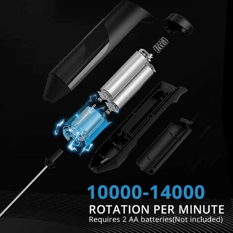 Handheld Milk Frother, Electric Milk Frothers, Coffee Frother, Mini Milk Whisk, Foam Maker, Drink Mixer For Coffee, Milk, Lattes, Cappuccino, Creamer, Matcha (Black) 7 Handheld Milk Frother, Electric Milk Frothers, Coffee Frother, Mini Milk Whisk, Foam Maker, Drink Mixer For Coffee, Milk, Lattes, Cappuccino, Creamer, Matcha (Black) - Image 5