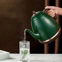 Retro Electric Kettle 304 Stainless Steel Household Appliances 1.5l Portable Travel Water Boiler 1500w European Style Coffee Pot Red -Kitchen Appliances Shop 74691829 3