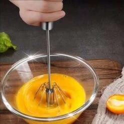 Semi-automatic Whisk, Kitchen Hand Whisk, Stainless Steel Egg Beater, Milk Frother, Rotary Mixer For Whisking, Beating And Stirring -Kitchen Appliances Shop 74922746 3