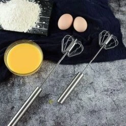 Semi-automatic Whisk, Kitchen Hand Whisk, Stainless Steel Egg Beater, Milk Frother, Rotary Mixer For Whisking, Beating And Stirring -Kitchen Appliances Shop 74922746 4