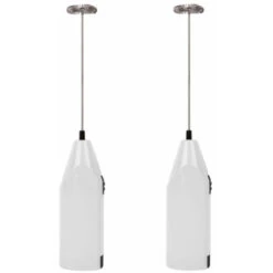 Set Of 2 Portable Batteries With Batteries - Electric Whips For Teaspoons, Battery Agitator, Portable Milk Mousseur, Mini Mixer For The Ball Test, Cappuccino, Latte, Strike And White Matcha + White