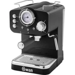 Swan Espresso Coffee Machine, Retro Pump, Black, ESE Pods Or Ground - SK22110BN