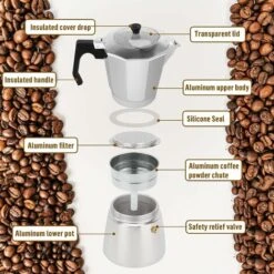 Express Aluminum Espresso - Covered 6 Cups 300 ML 10 Express Aluminum Espresso - Covered 6 Cups 300 ML -Kitchen Appliances Shop 78700863 4