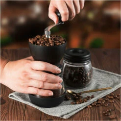 Manual Coffee Grinder Adjustable Coarse Ceramic Grinder Hand Held Coffee Grinder Compact Crank Handle For Home, Office And Travel With Brush, Spoon -Kitchen Appliances Shop 79303674 4