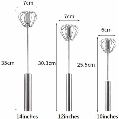 Automatic Rotating Stirrer Manual Beaters And Stainless Steel Whisks Stainless Steel Semi-automatic Hand Egg Beater Milk Frother Non-Electric Mixer(12 Inch) READCLY 4 Automatic Rotating Stirrer Manual Beaters And Stainless Steel Whisks Stainless Steel Semi-automatic Hand Egg Beater Milk Frother Non-Electric Mixer(12 Inch) READCLY - Image 2