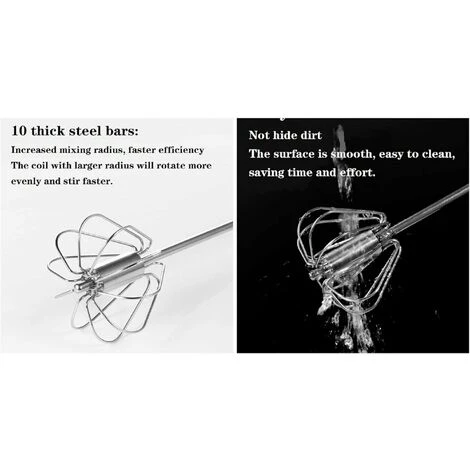 Automatic Rotating Stirrer Manual Beaters And Stainless Steel Whisks Stainless Steel Semi-automatic Hand Egg Beater Milk Frother Non-Electric Mixer(12 Inch) READCLY 6 Automatic Rotating Stirrer Manual Beaters And Stainless Steel Whisks Stainless Steel Semi-automatic Hand Egg Beater Milk Frother Non-Electric Mixer(12 Inch) READCLY - Image 4