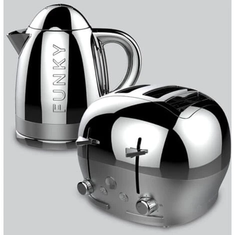 The Funky Appliance Company 1.7 Litre Kettle And 4 Slice Toaster Set Chrome 3 The Funky Appliance Company 1.7 Litre Kettle And 4 Slice Toaster Set Chrome
