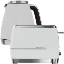 Beko Off White & Chrome Cosmopolis Dome Kettle & 2 Slice Toaster Set