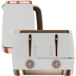 Beko Off White & Rose Gold Cosmopolis 1.7L Kettle & 4 Slice Toaster Set