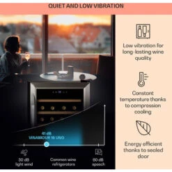 Klarstein Vinamour 16 Uno Wine Fridge 16 Bottles/42 Litres 5-18°C 41dB Glass -Kitchen Appliances Shop 83740595 4