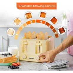 Beige 4 Slice Toaster Family Size 1400W With Variable Browning Control 9 Beige 4 Slice Toaster Family Size 1400W With Variable Browning Control -Kitchen Appliances Shop 83743689 3