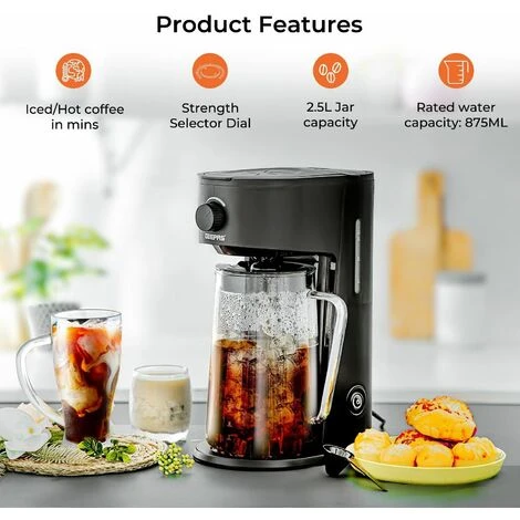 Geepas 700W Ice Tea & Coffee Maker Brews Iced Coffee Or Hot Coffee Machine 2.5L 4 Geepas 700W Ice Tea & Coffee Maker Brews Iced Coffee Or Hot Coffee Machine 2.5L - Image 2