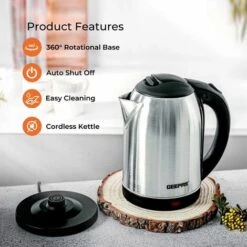 Electric Kettle Stainless Steel Cordless Jug 1.8L Overheat Protection Geepas -Kitchen Appliances Shop 83743717 3