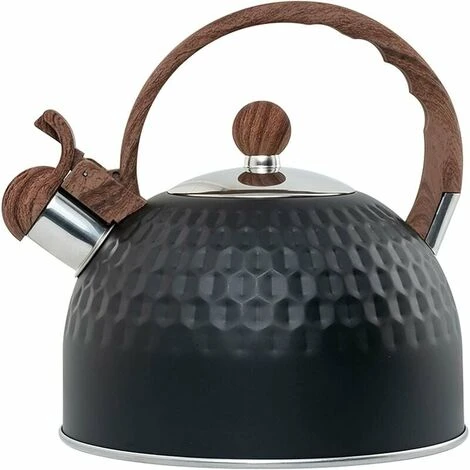 Induction Whistling Kettle 2.5L Black Kettle With Heat Resistant Wooden Handle Vintage Stainless Steel For Induction Cookers Gas Stoves Wood Stoves 3 Induction Whistling Kettle 2.5L Black Kettle With Heat Resistant Wooden Handle Vintage Stainless Steel For Induction Cookers Gas Stoves Wood Stoves