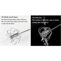 Automatic Rotary Beater Stainless Steel Manual Beaters And Whisks Stainless Steel Semi-automatic Hand-held Egg Whisk Milk Frother Non-electric Mixer (12 Inch) GTA -Kitchen Appliances Shop 86193006 4