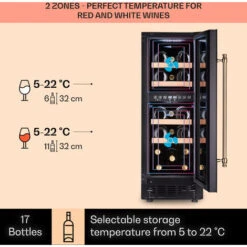 Klarstein Vinovilla 17 Built-In Duo Vilhelmine Edition Wine Fridge 17 Bottles 3-Colour Glass Door -Kitchen Appliances Shop 87106525 3