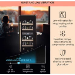 Klarstein Vinovilla 17 Built-In Duo Vilhelmine Edition Wine Fridge 17 Bottles 3-Colour Glass Door -Kitchen Appliances Shop 87106525 4