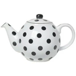 London Pottery Globe 2 Cup Teapot White With Black Spots