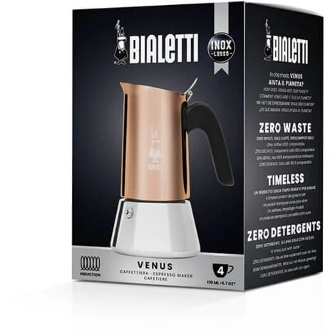 Bialetti Venus Induction 'R' Stovetop 4 Cup Coffee Maker Copper 4 Bialetti Venus Induction 'R' Stovetop 4 Cup Coffee Maker Copper - Image 2