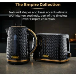 Tower Empire Kettle And 2 Slice Toaster Set Black -Kitchen Appliances Shop 87185148 4