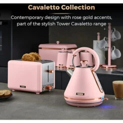 Tower Cavaletto Jug Kettle And 2 Slice Toaster Set Pink -Kitchen Appliances Shop 87187068 4