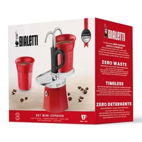 Bialetti Mini Express Double Serve Coffee Maker (2 Cups & 2 Cup Coffee Maker) - Red 4 Bialetti Mini Express Double Serve Coffee Maker (2 Cups & 2 Cup Coffee Maker) - Red - Image 2