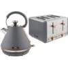 Tower Cavaletto Pyramid Kettle And 4 Slice Toaster Set Grey