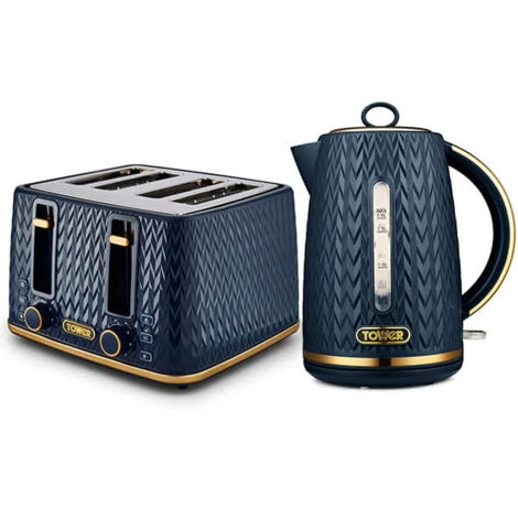 Tower Empire Kettle And 4 Slot Toaster Set Midnight Blue 3 Tower Empire Kettle And 4 Slot Toaster Set Midnight Blue