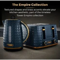 Tower Empire Kettle And 4 Slot Toaster Set Midnight Blue 9 Tower Empire Kettle And 4 Slot Toaster Set Midnight Blue -Kitchen Appliances Shop 87568803 4