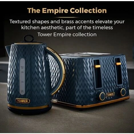Tower Empire Kettle And 4 Slot Toaster Set Midnight Blue 6 Tower Empire Kettle And 4 Slot Toaster Set Midnight Blue - Image 4