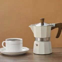 Classic Espresso Maker For Great Strong Flavored Espresso, Italian Style Aluminous Espresso Mocha Maker, Cuban And Greek Coffee Maker, Moka Pot, PercolatoBeige150 Brewer -Kitchen Appliances Shop 87625382 4